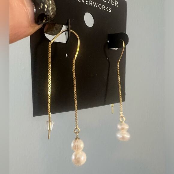 Sterling Silver Belk Silverworks Gold Drop Dangle Pearl Glass - NWT - Picture 2 of 3